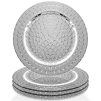 ChargeIt by Jay Circles Round Charger Plates (Set of 4), Silver, 13