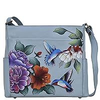 Women's Hand-Painted Leather Crossbody with Side Pockets