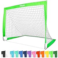 GoSports Team Tone 4 ft x 3 ft Portable Soccer Goal for Kids - Pop Up Net for Backyard - Bright Green