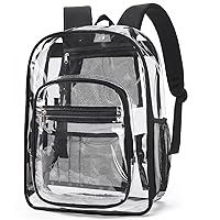 Telena Clear Backpack, Heavy Duty TPU See Through Bookbag Transparent Backpack for College - Black
