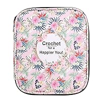 Crochet Hook Waterproof Case(6.7 * 7.8 ''), Travel Storage Bag for Sewing Crochet Hooks, Lighted Hooks, Needles and Accessories (Pink)