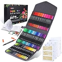 ZSCM Duo Tip Brush Coloring Pens,60 Colors Art Markers,Fine & Brush Tip Pen for Adults Coloring Book Journals Planner Writing Drawing Note Taking, Include Brush Lettering Calligraphy