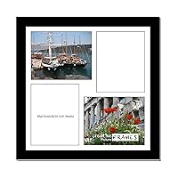 CreativePF [2020bk] Black Picture Frame with 4 Opening White Mat/Black Core Collage To Hold 8x10-inch Media,Includes Installed Sawtooth Hangers