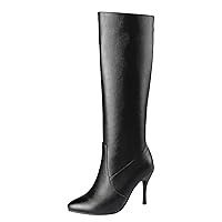 BIGTREE Womens Tall Boots Pointed Toe High Heel Fashion Casual Elegant Knee High Boots with Zipper