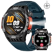 Military Smart Watch for Men with LED Flashlight (Answer/Dial Calls), Compass, 100+ Sports Modes, Rugged Fitness Tracker Watch with Heart Rate SpO2 Tactical Smartwatch for iOS Android Phones