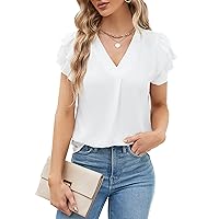 Blooming Jelly Womens Dressy Casual Shirts Short Sleeve V Neck Work Blouse Business Casual Tops