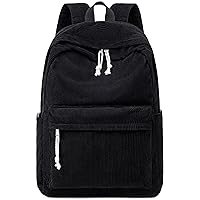 School Backpack for Teen Girls Bookbags Elementary High School Corduroy Laptop Bags Women Travel Daypacks (Corduroy Black)