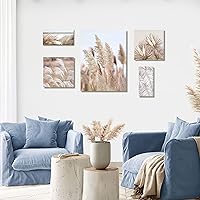 NeuType Gallery Canvas Wall Art for Living Room Wall Decorations, 5 Pack Gallery Wall Frame Set, Picture Frame Collage Set Wall Decor, Natural Wall Art for Bedroom Bathroom