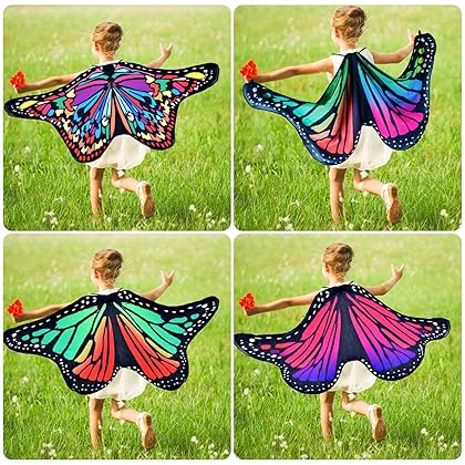 9 Pieces Kids Butterfly Costume Fairy Butterfly Wings Masquerade Masks Halloween Girls Dress Up Pretend Play