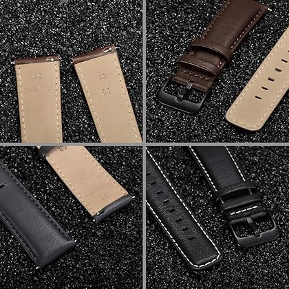 LEUNGLIK 22mm Watch Band,Vintage Leather Watch Strap 10 Colors Watch Band,Quick Release Leather Watch Band,Classic Genuine Leather Wristband for Men Women samsung Replacement band,Choose Size Color