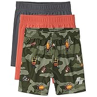The Children's Place baby boys The Children's Place Toddler Basic Multipacks Casual Shorts, Blood Orange/Fin Gray/Field Olive-3 Pack, 6-9 Months US
