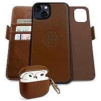 Dreem Bundle: Fibonacci Wallet-Case for iPhone 13 with Om for Apple AirPods 3 Case [Chocolate]