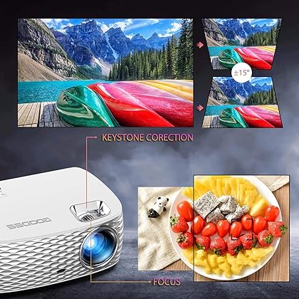 Projector, GooDee HD Video Projector Native 1920x1080P, Outdoor Movie Projector 9500L 300'' Touch Keys Home Theater Projector with 50000 Hrs Lamp Life, Support Fire TV Stick/PS4/HDMI/iOS/Android