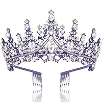 Purple Crown Purple Tiaras, Rhinestone Tiaras and Crowns for Women, Wedding Tiara for Bride Queen Crown, Royal Princess Quinceanera Headpieces for Birthday Prom Pageant Halloween Cosplay