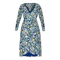 RACHEL Rachel Roy Womens Plus Floral Print Faux Wrap Midi Dress Blue 18W