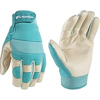 Wells Lamont Women's Hybrid Work/Gardening Gloves | Water-Resistant HydraHyde Leather | Large (3204L), Aqua