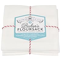 Now Designs Bakers Floursacks, Set of Three, Unbleached White, Set of Three