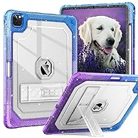 for iPad Pro 12.9 Case 6th/5th/4th/3rd Generation 2022/2021/2020/2018, 12.9 Inch iPad Pro Case Cover with Pencil Holder, Glitter Blue & Purple