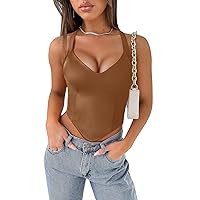 Women's Sexy Halter V Neck Crop Tank Top Sleeveless Backless Trendy Tops Double Lined Going Out Top XS-XXL