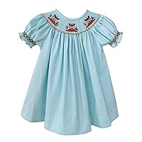 Hand Smocked Thanksgiving Owls Girls Bishop Dress Fall Autumn Colors