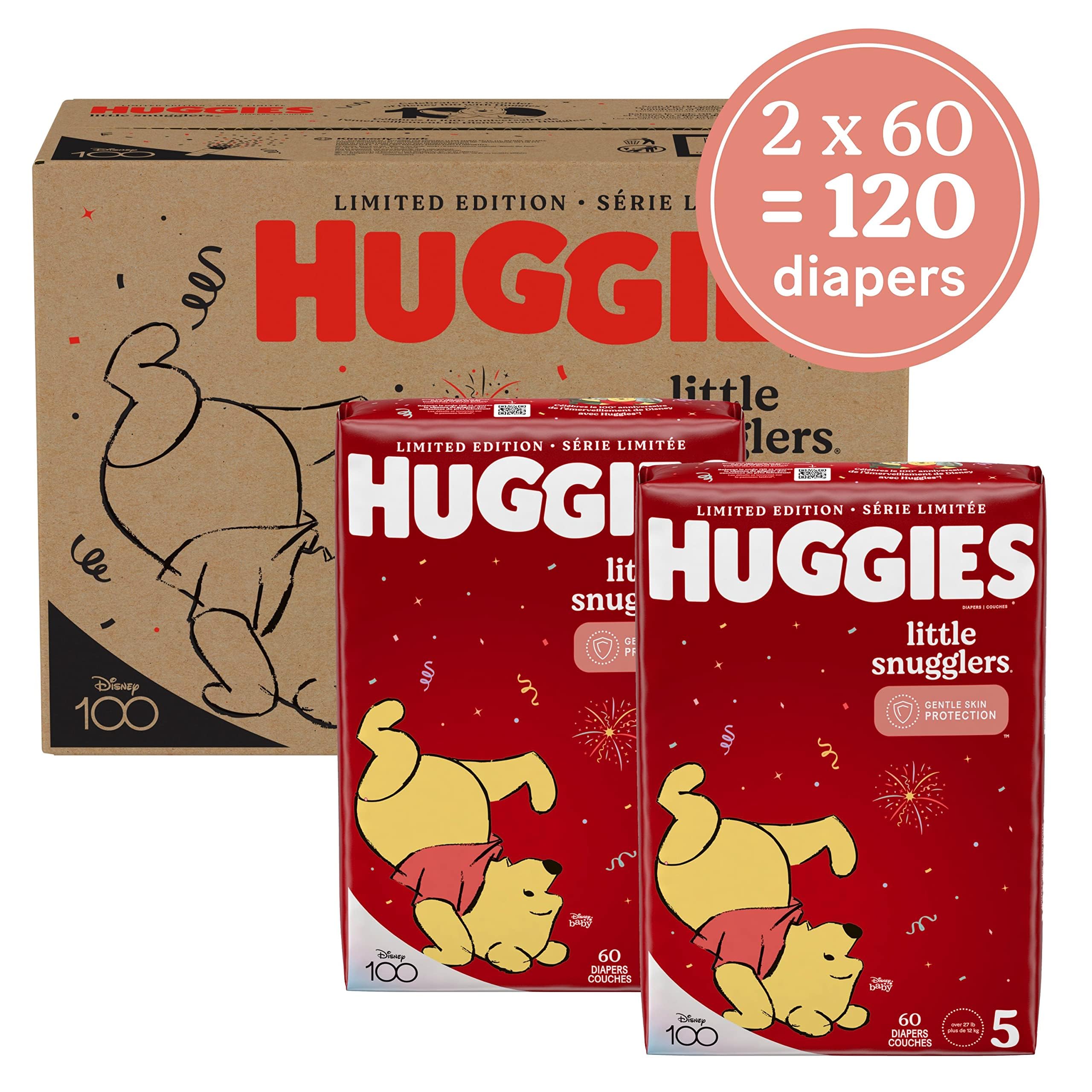 Huggies Little Snugglers Baby Diapers, Size 5 (27+ lbs), 120 Ct