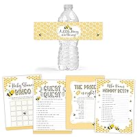 Your Main Event Prints Mom to Bee Baby Shower Games and Water Bottle Label Wrap Decoration Bundle