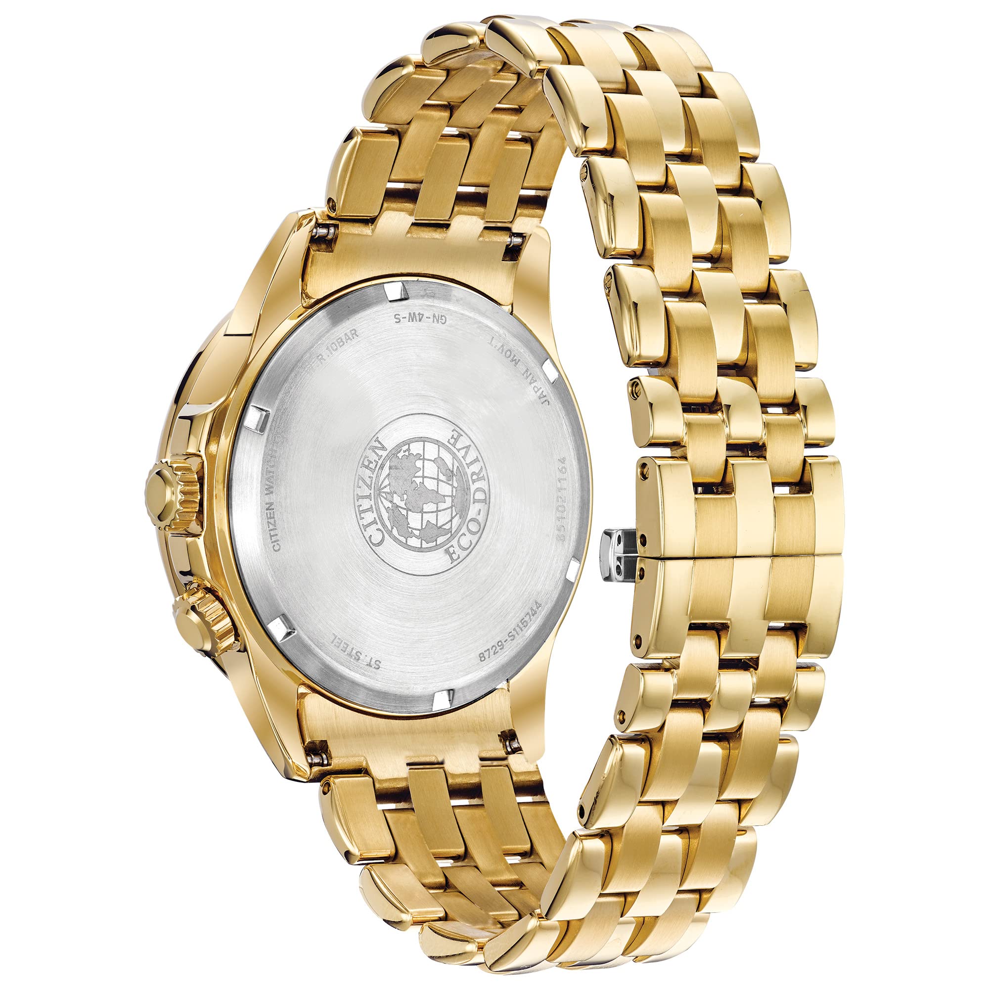 Citizen Men's Eco-Drive Classic Calendrier Watch in Gold-Tone Stainless Steel, Diamonds, Black Dial (Model: BU2082-56E)