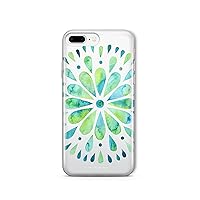 Clear Case for iPhone 8 Plus, Cover for iPhone 7 Plus,MILKYWAY Design Printed Floral Lace Yoga TPU Bumper Protective Back Cover for iPhone 8 Plus 7 Plus Supports Wireless Charging - WATERCOLOR MANDALA