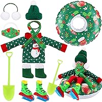 9PCS Christmas Elf Doll Accessories Set Santa Couture Clothing Includes Ear Muffs, Scarf, Sweater, Boot, Inflatable Snow Tube, Mask, Hat, Ice Skates, Shovel for Elf Doll Decor (Sweater)