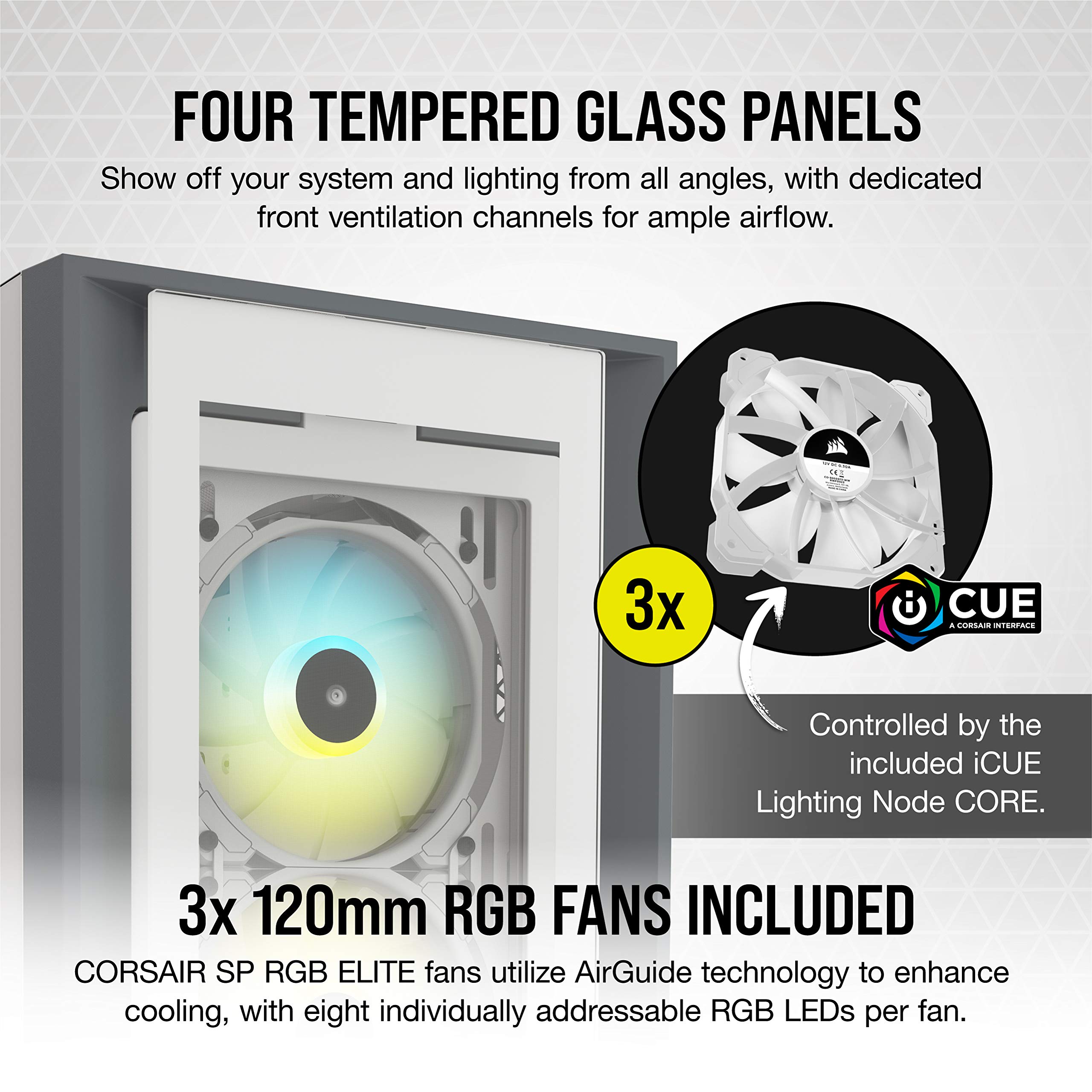 Corsair iCUE 5000X RGB Tempered Glass Mid-Tower ATX PC Smart Case - White