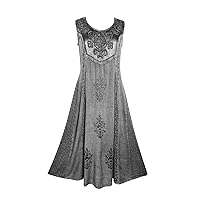 Agan Traders Gothic Vintage Sleeveless Maxi Dress for Women - Short Sleeve Embroidered Casual Chic Twirl Long Sun Dress Gown
