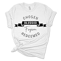Womens Christian Tshirt Chosen Blessed Forgiven Redeemed Short Sleeve T-Shirt