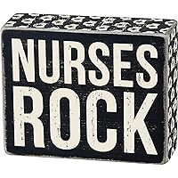 Primitives by Kathy 24679 Cap Print Trimmed Box Sign, Nurses Rock