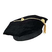 Unisex Doctoral Black Tam 6 Sides with Gold Bullion Tassel One Size Fits Most