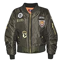 Kids Jacket Girls Boys Badges Print Bomber Padded Zip Up Biker Jacktes MA 1 Coat