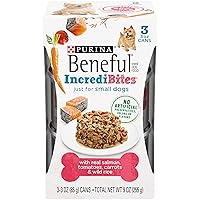 Purina Beneful Small Breed Wet Dog Food With Gravy, IncrediBites with Real Salmon - (8 Packs of 3) 3 oz. Cans