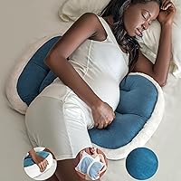 Pregnancy Pillow for Sleeping,Comfortable Faux Fur Luxury Maternity Pillow Support for Pregnant Women, Pregnancy Pillows with Laundry Bag, Maternity Pillows for Hip Pain (Blue)