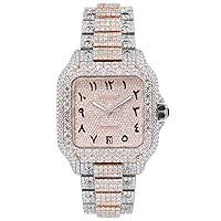Arabic Dial Hip Hop Studded Luxury Fully Iced Out White VVS Moissanite Swiss Automatic Movement Handmade Watches for Men
