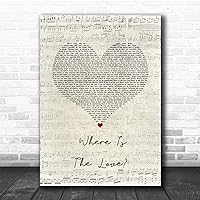 Where Is The Love Script Heart Song Lyric Print