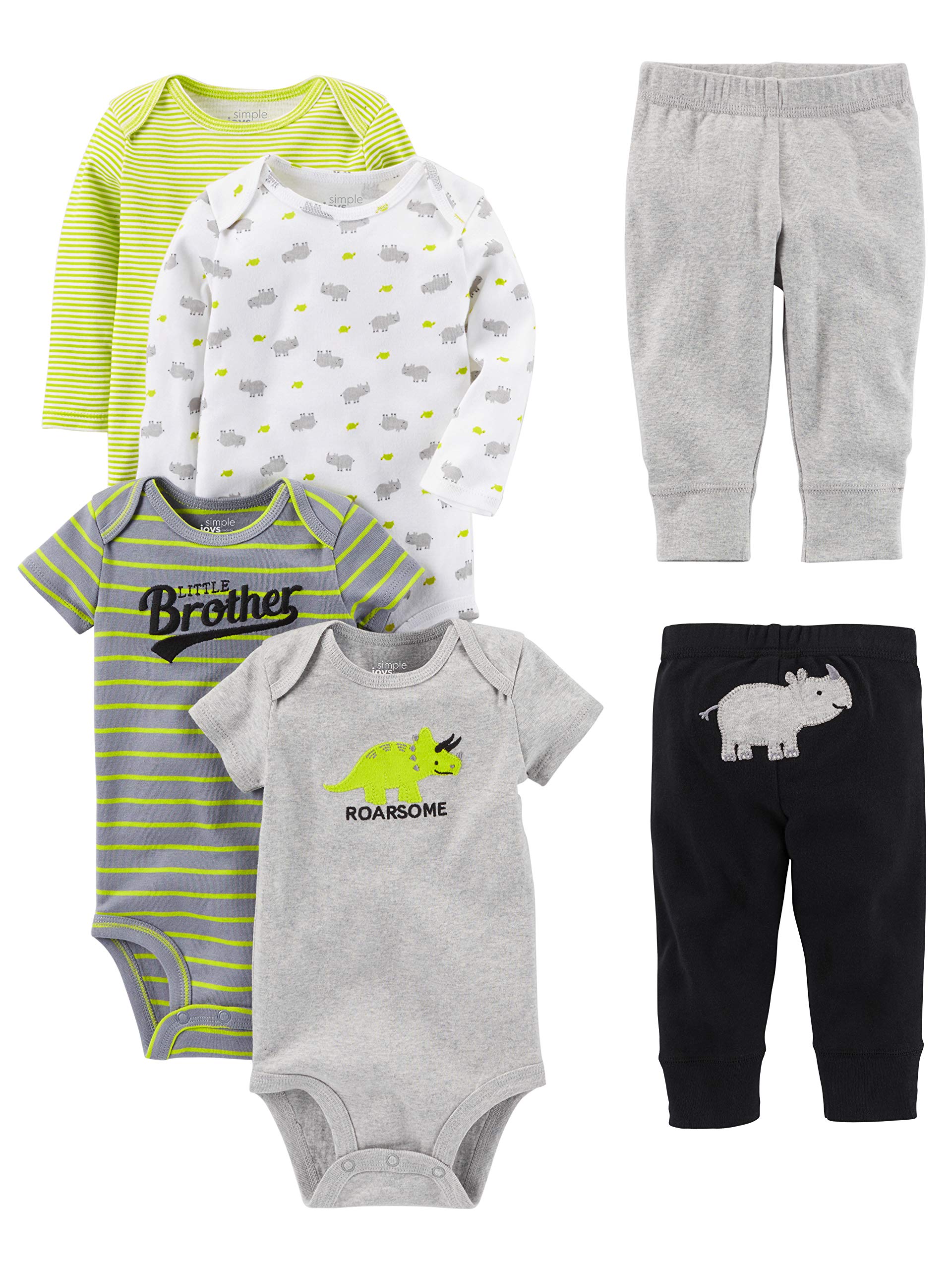 Simple Joys by Carter's Baby Boys' 6-Piece Bodysuits (Short and Long Sleeve) and Pants Set