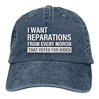 I Want Reparations from Every Moron That Voted for Biden Hat Funny Washed Cotton Cowboy Baseball Cap Vintage