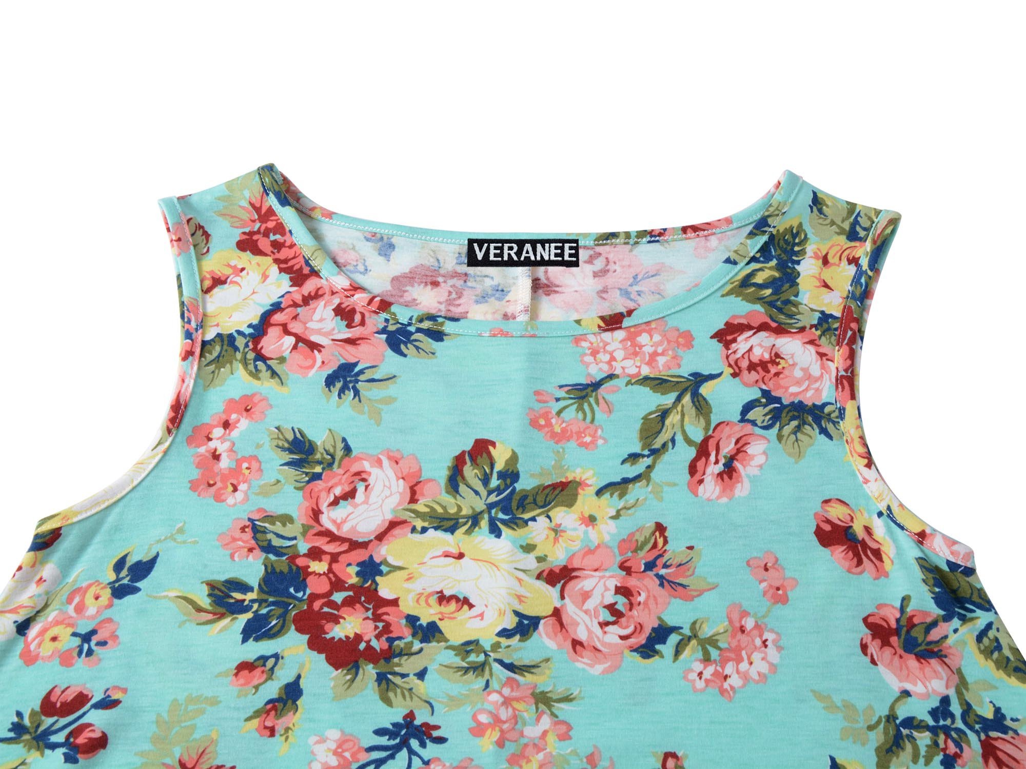 Veranee Women's Sleeveless Swing Tunic Summer Floral Flare Tank Top