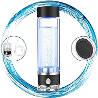 N.P Hydrogen Water Bottle Generator,Up to 1700PPB,Dual Chamber,PEM and SPE Technology,Portable Hydrogen Water Maker Machine with Inhaler Adapter & Alkaline Balls,New Technology Glass Water Ionizer