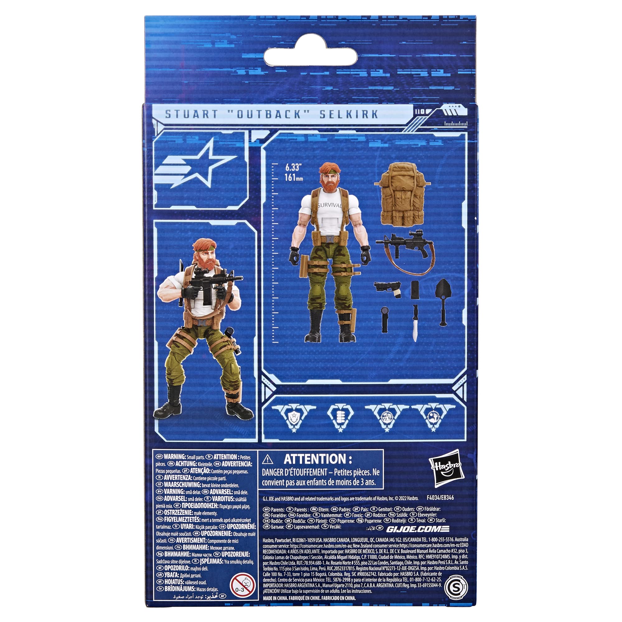 G.I. Joe Classified Series Stuart Outback Selkirk Action Figure 63 Collectible Premium Toy with Accessories 6-Inch-Scale Custom Package Art, Multicolor