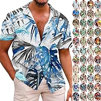 Mens Hawaiian Shirts Short Sleeve Relaxed Fit Casual Tropical Floral Printed Button Down Shirt Summer Beach Shirts
