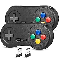 iNNEXT (2 Pack) 2.4GHz Wireless USB SNES Style Controller Compatible with Super Retro Games, Game pad for Windows PC MAC Linux Raspberry Pi Emulator [Rechargeable] [Plug & Play]