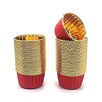 Aluminum Foil Standard Muffin Cupcake Liners, Disposable Baking Cups with Vibrant Color for Party Celebration, Red 50-Count