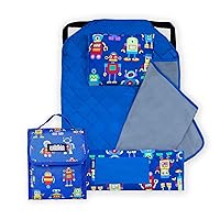 Wildkin Kids Lunch Bag Bundle with Modern Nap Mat (Robots)