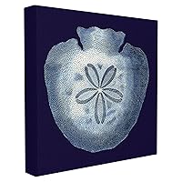 Stupell Home Décor Distressed Navy and White Sand Dollar Stretched Canvas Wall Art, 17 x 1.5 x 17, Proudly Made in USA