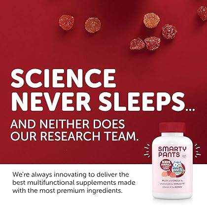 SmartyPants Kids Formula Daily Gummy Multivitamin: Vitamin C, D3, and Zinc for Immunity, Gluten Free, Omega 3 Fish Oil, Vitamin B6, Methyl B12, Cherry Berry, 120 Count (30 Day Supply)